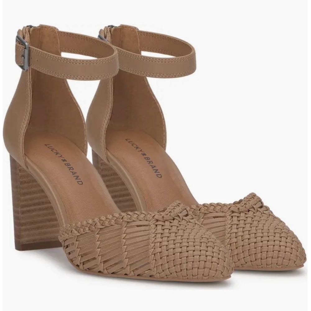 Lucky Brand Molwinn Tan Woven Pump Sandals